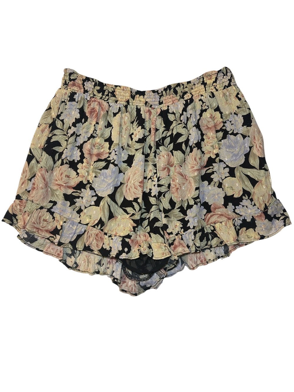 American Eagle Outfitters Women's Floral Ruffle Short Size Large EUC